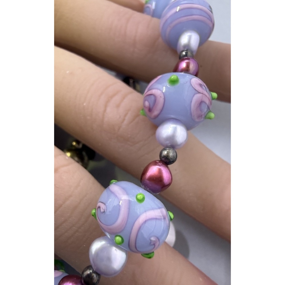 Vintage Sterling Silver Wedding Cake Beads Bracelet Toggle  Donna Dressler 925